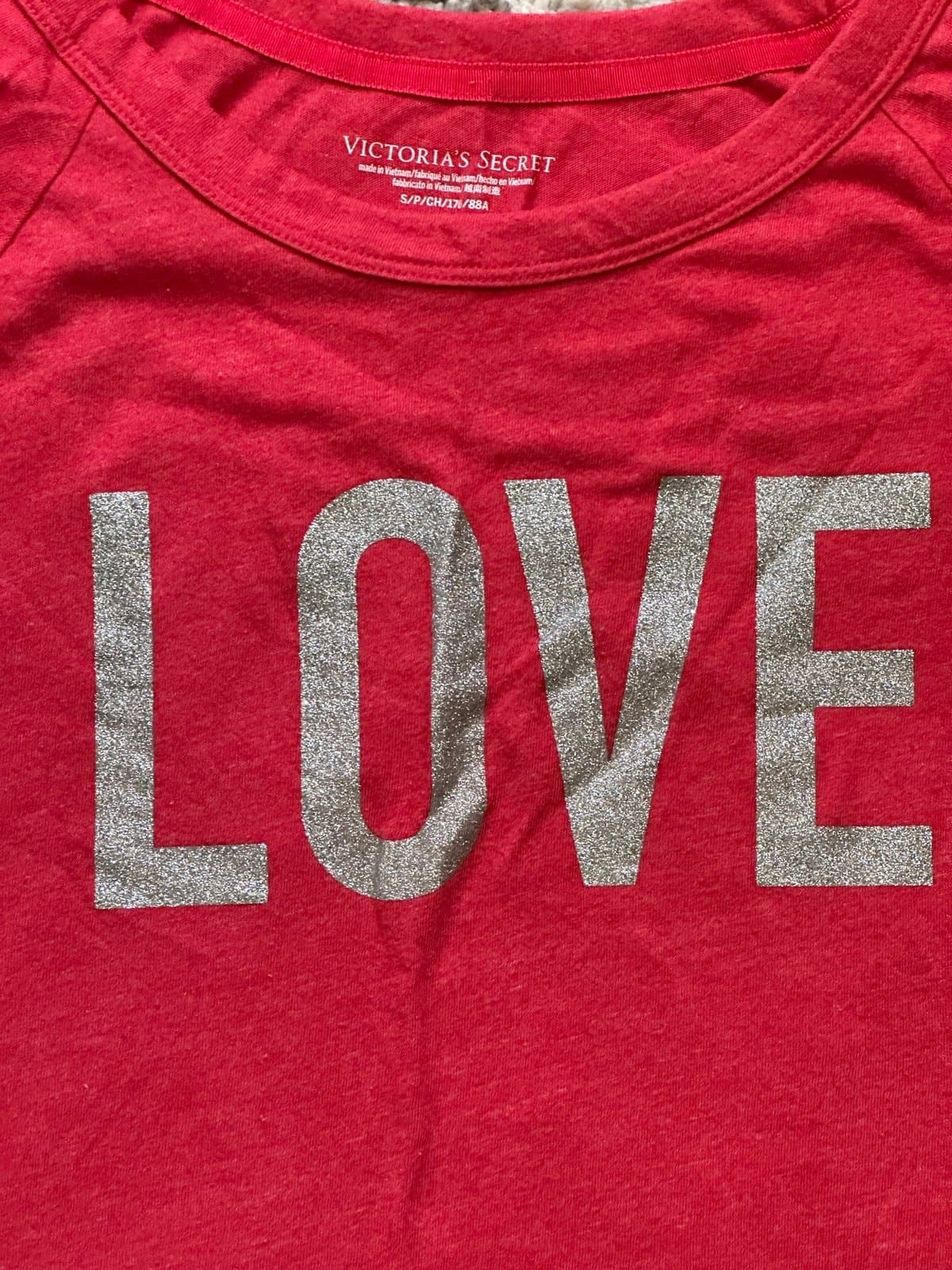 Victorias Secret Sleep Shirt Nightie Sparkle LOVE Small - Thumbnail 3