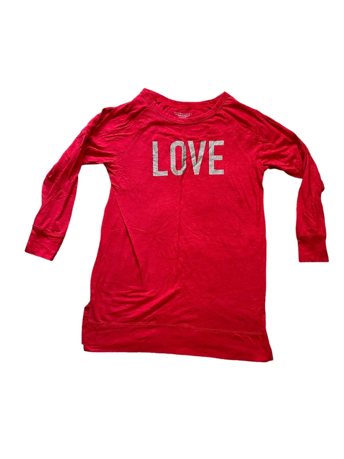 Victorias Secret Sleep Shirt Nightie Sparkle LOVE Small - Thumbnail 2