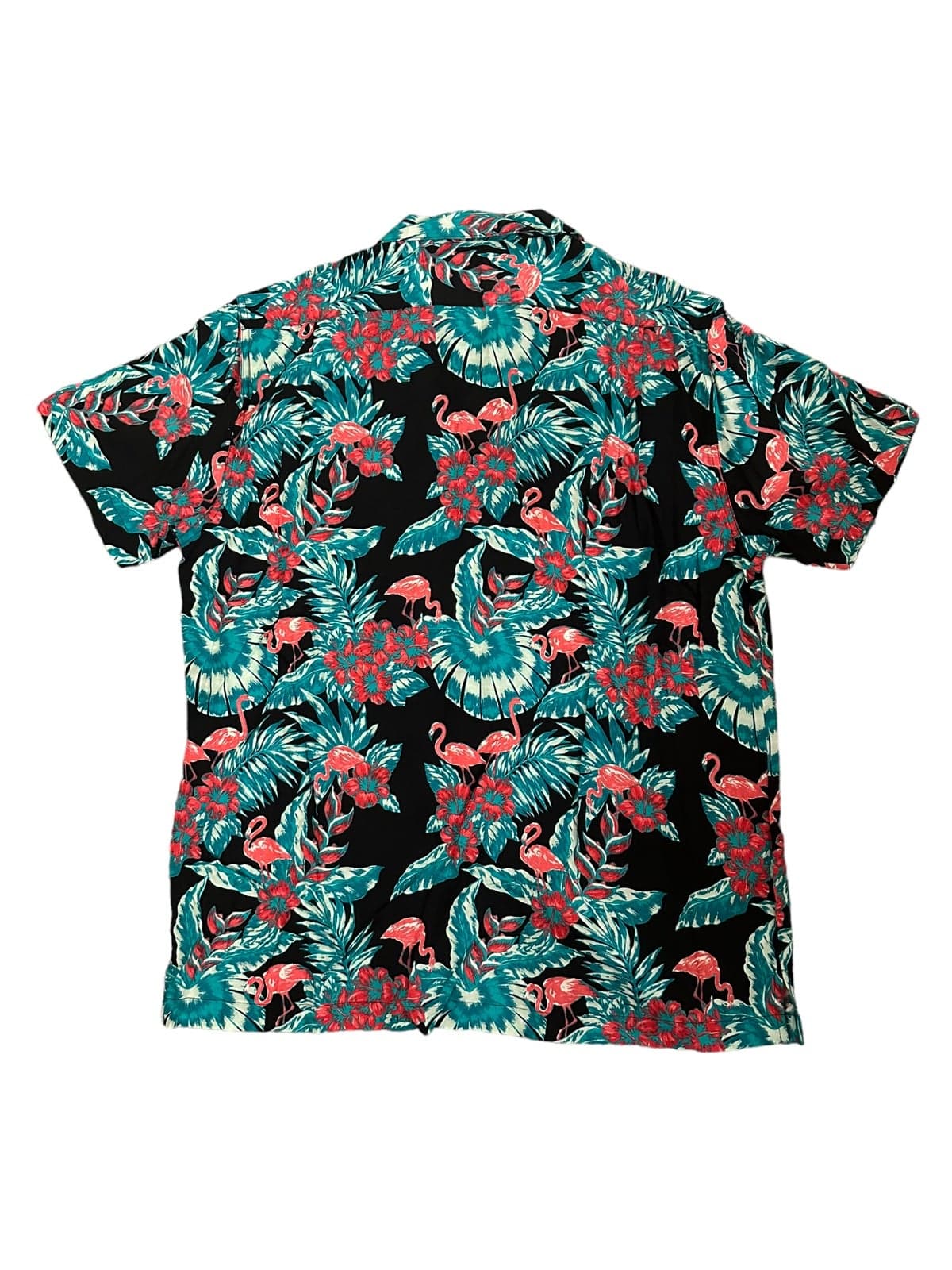 Cubavera Flamingo Beach Party Button Down Black Mens Size Large Short Sleeve New - Thumbnail 3