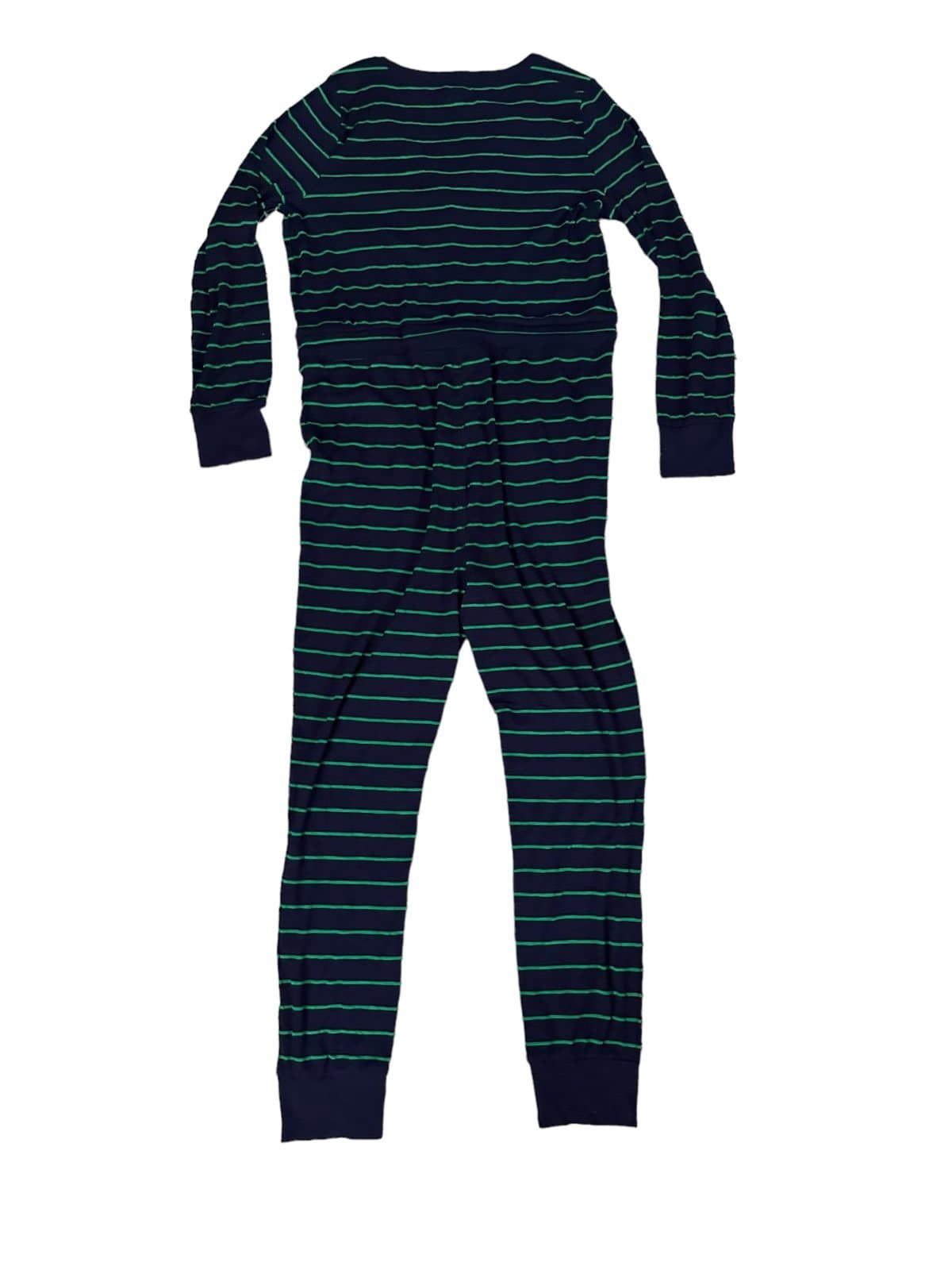 Gap Body Pajamas Womens Large Blue Green Stripe One Piece Jumpsuit Sleepwear - Thumbnail 3