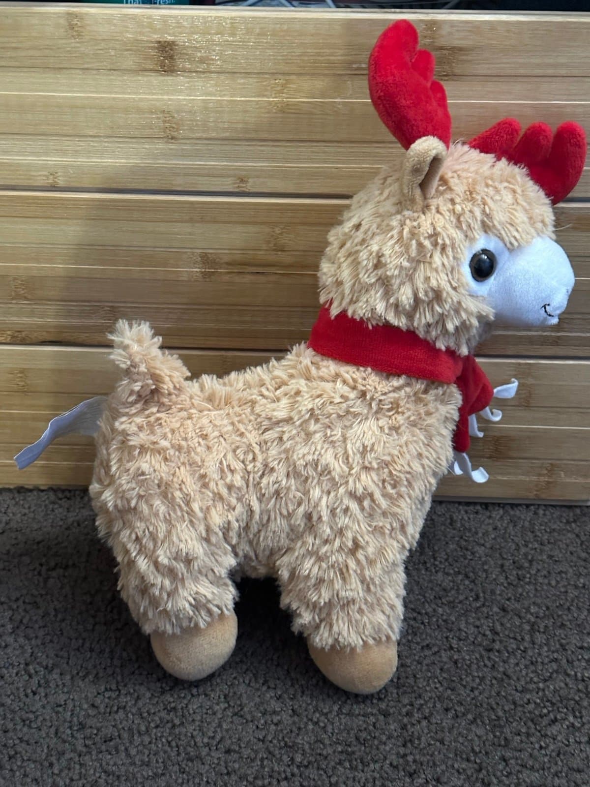 Plush Christmas Alpaca Reindeer Stuffy - Thumbnail 5