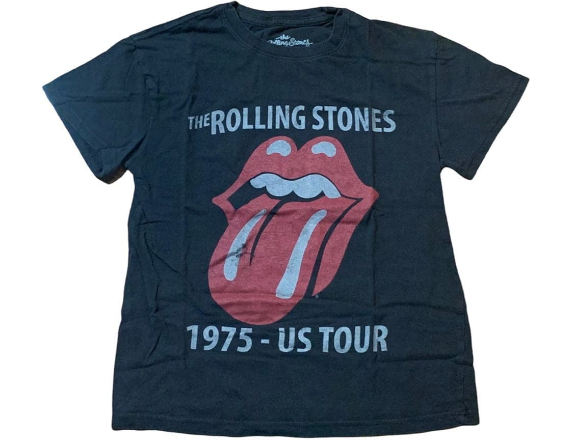 The Rolling Stones Short Sleeve Graphic T-Shirt Size XS black 1975 US Tour