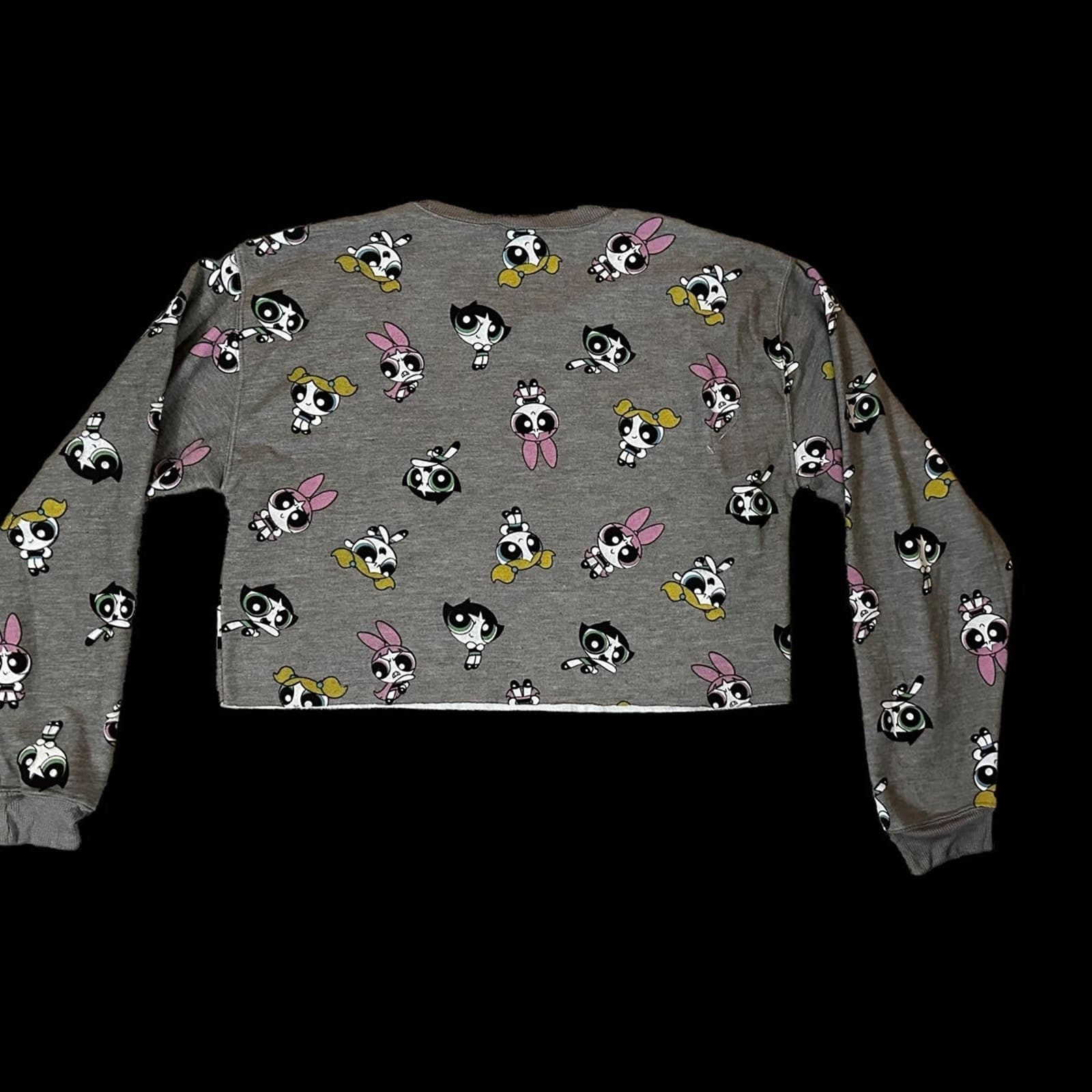 Cartoon Network Powerpuff Girls Womens Medium Crop Crewneck Sweatshirt New - Thumbnail 2