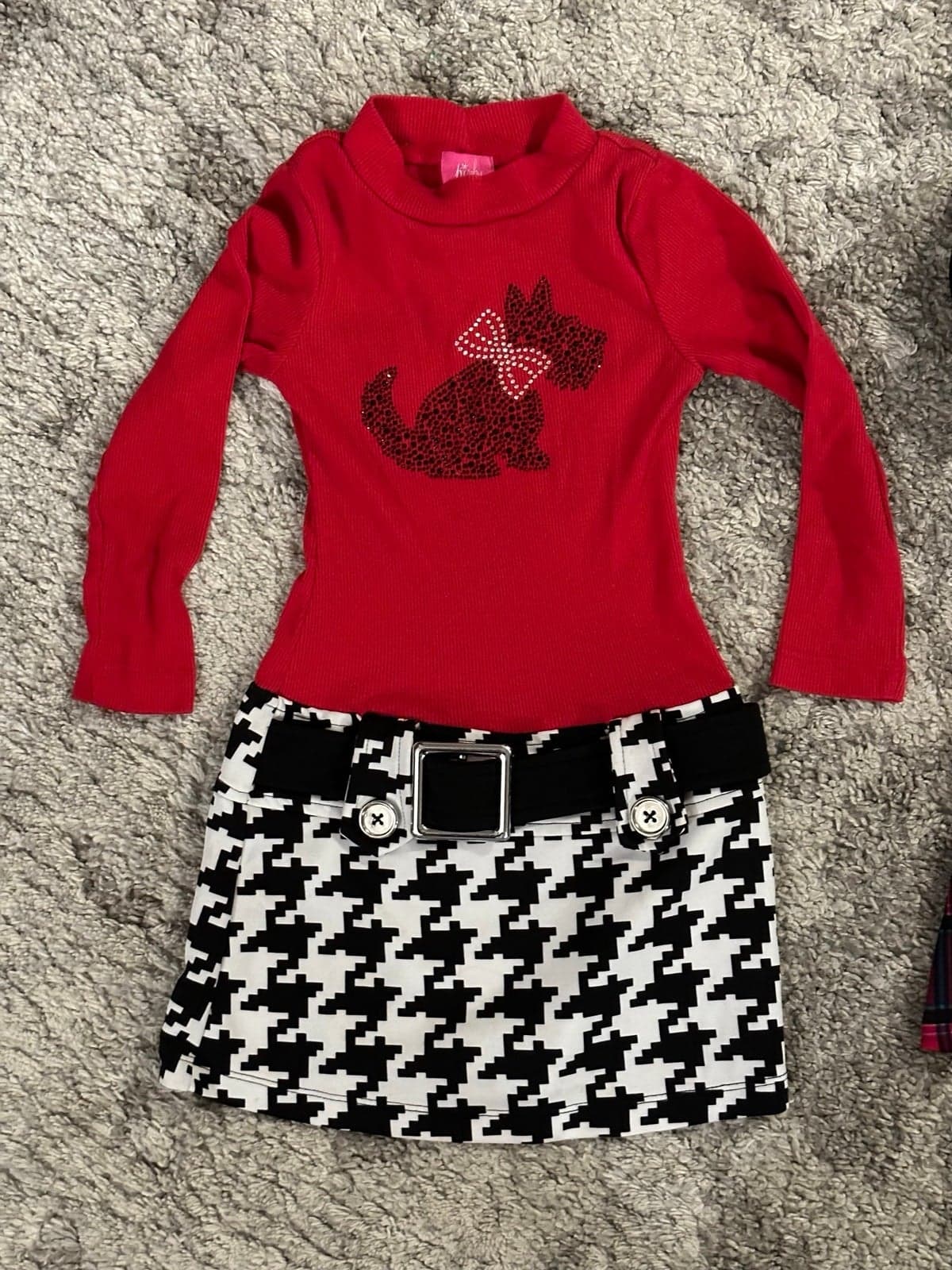 Lot 2 Toddler size 4 Long Sleeve Dresses black white red Christmas dresses - Thumbnail 2