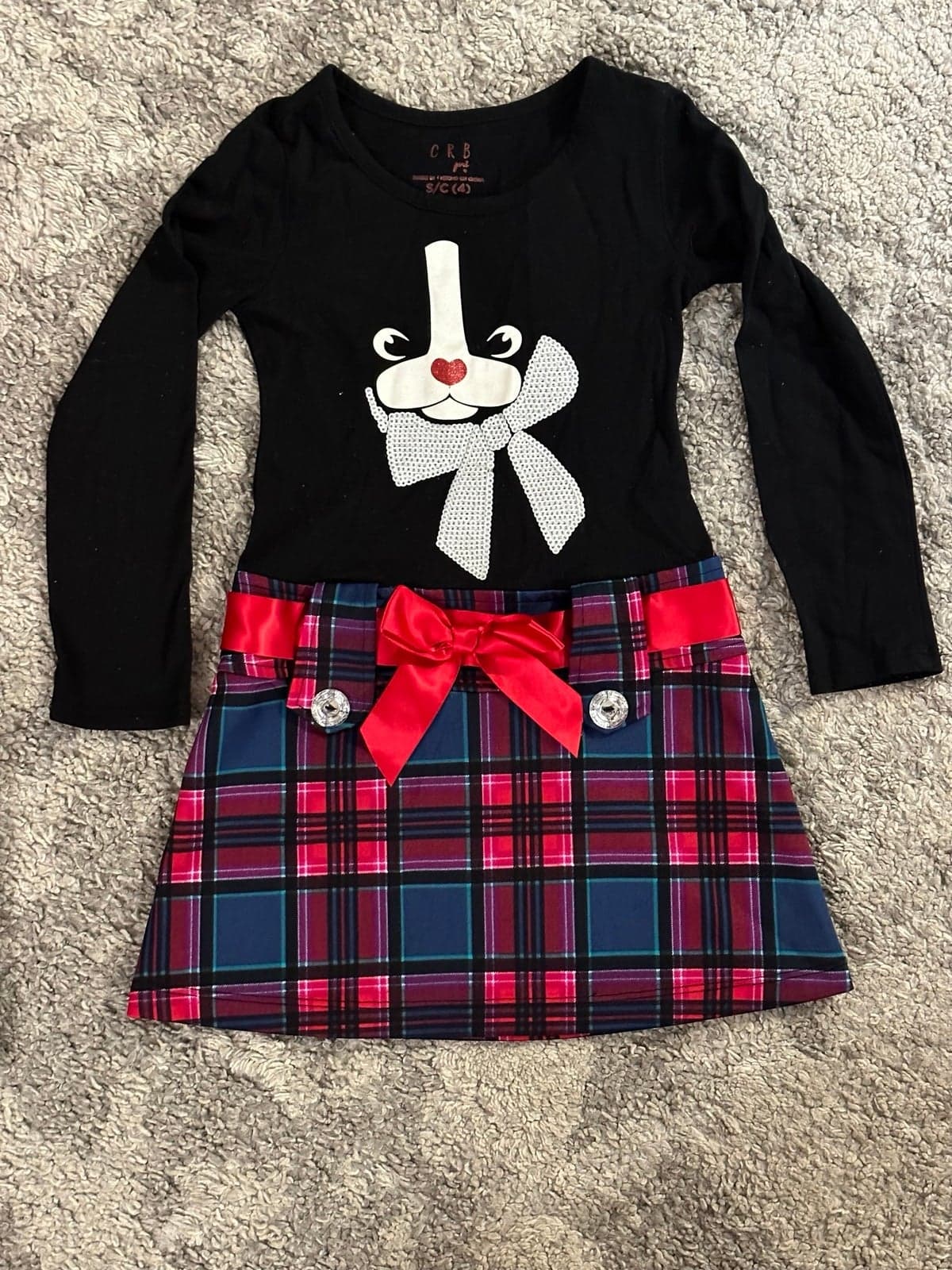 Lot 2 Toddler size 4 Long Sleeve Dresses black white red Christmas dresses - Thumbnail 3