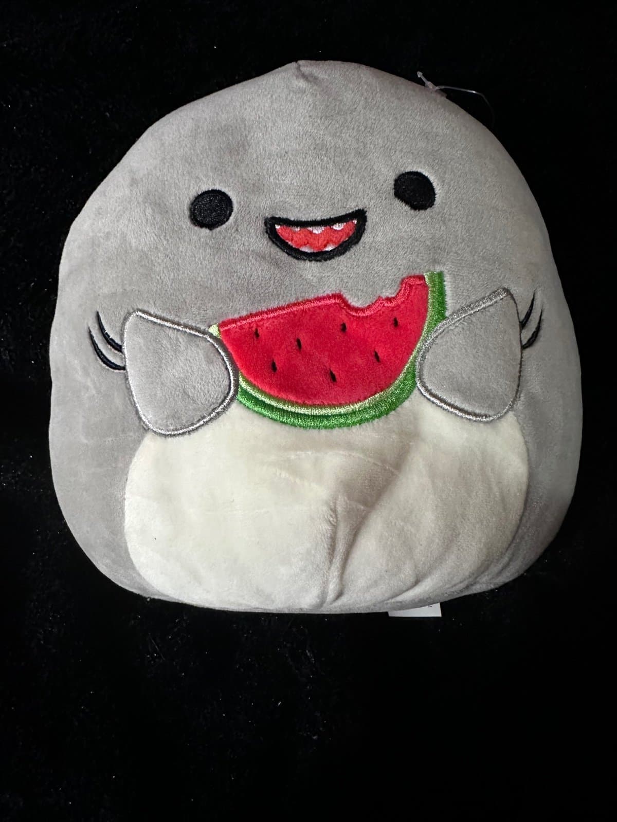 Squishmallow Gordon the Shark Holding Watermelon Stuffed Plush Gray 8" Kellytoy