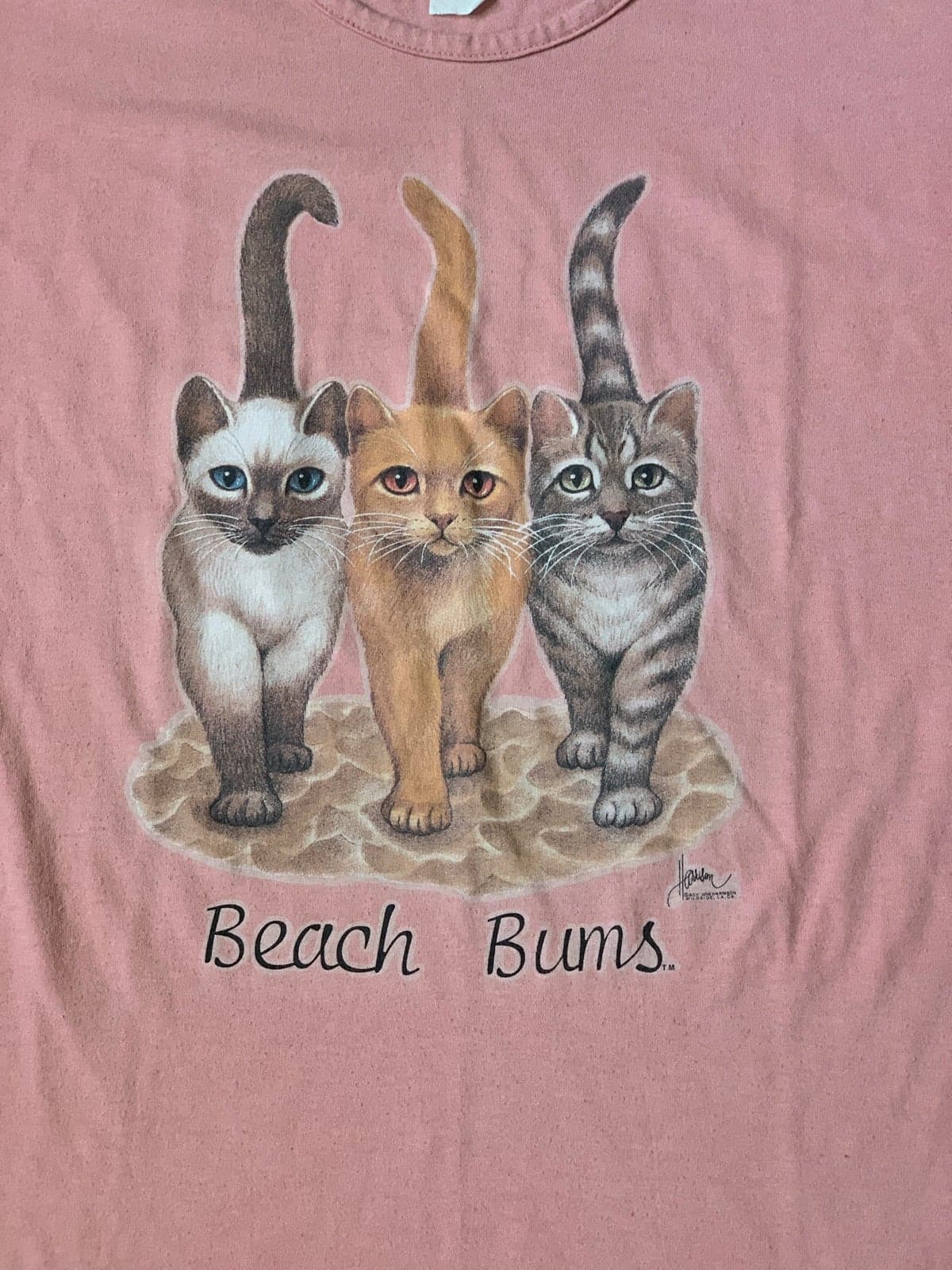 Women’s Cat Beach Bums Bob Harrison sleep T-Shirt vintage long - Thumbnail 2