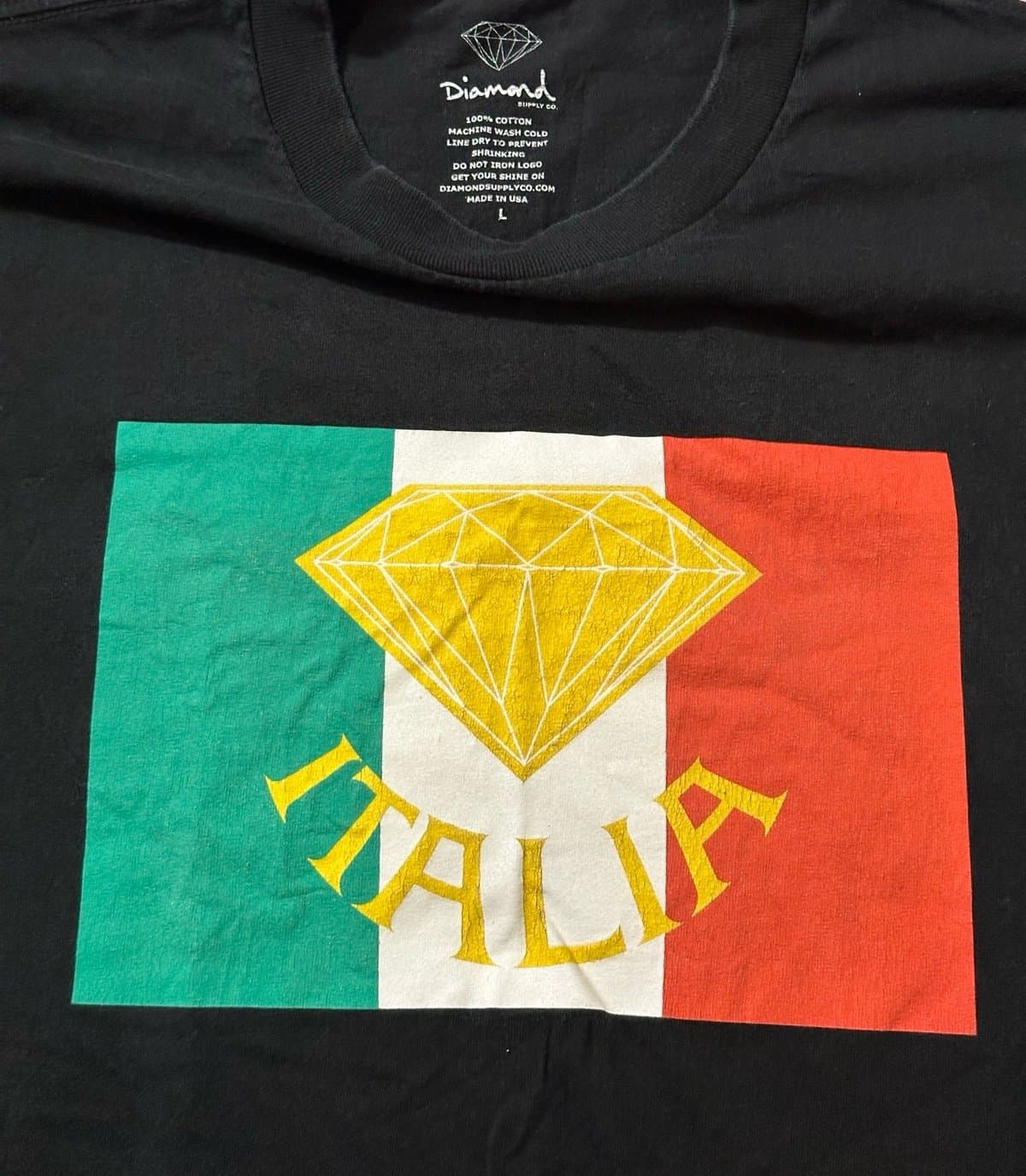 Diamond Supply Co T Shirt Mens Size Large Italia USA Italian Flag - Thumbnail 4