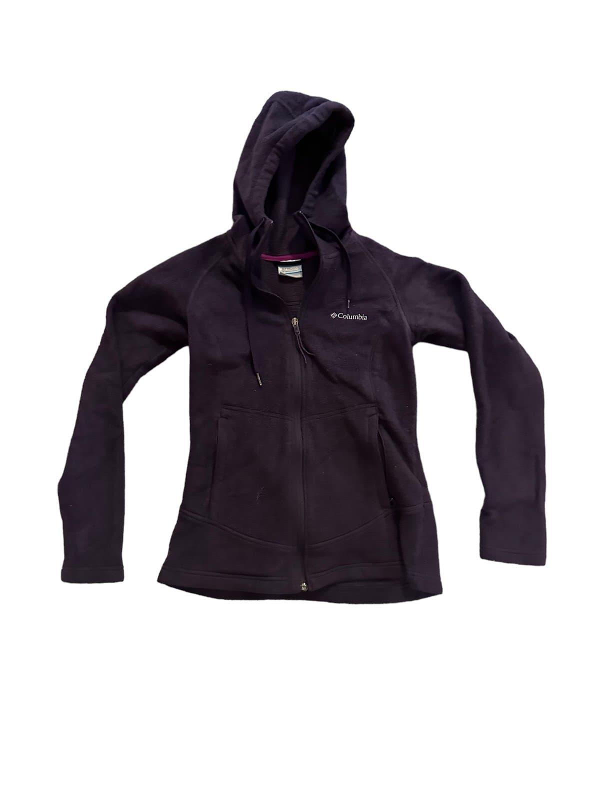Columbia Sweater Womens Small Purple Fleece Hooded Full Zip Pockets Long Sleeve - Thumbnail 2
