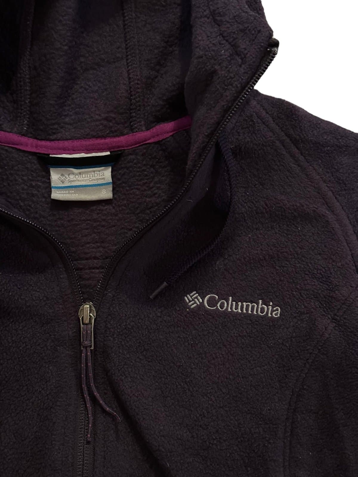 Columbia Sweater Womens Small Purple Fleece Hooded Full Zip Pockets Long Sleeve - Thumbnail 3