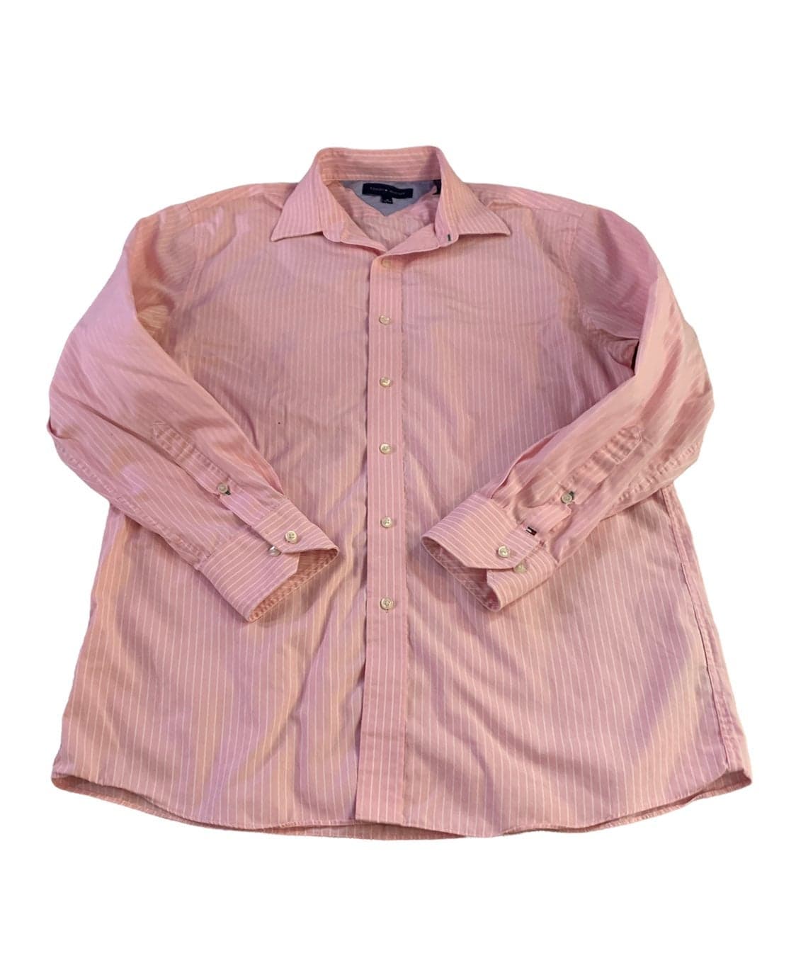 TOMMY HILFIGER - MEN'S PINK & WHITE STRIPED DRESS SHIRT - SIZE 16 X 32/33 - Thumbnail 7