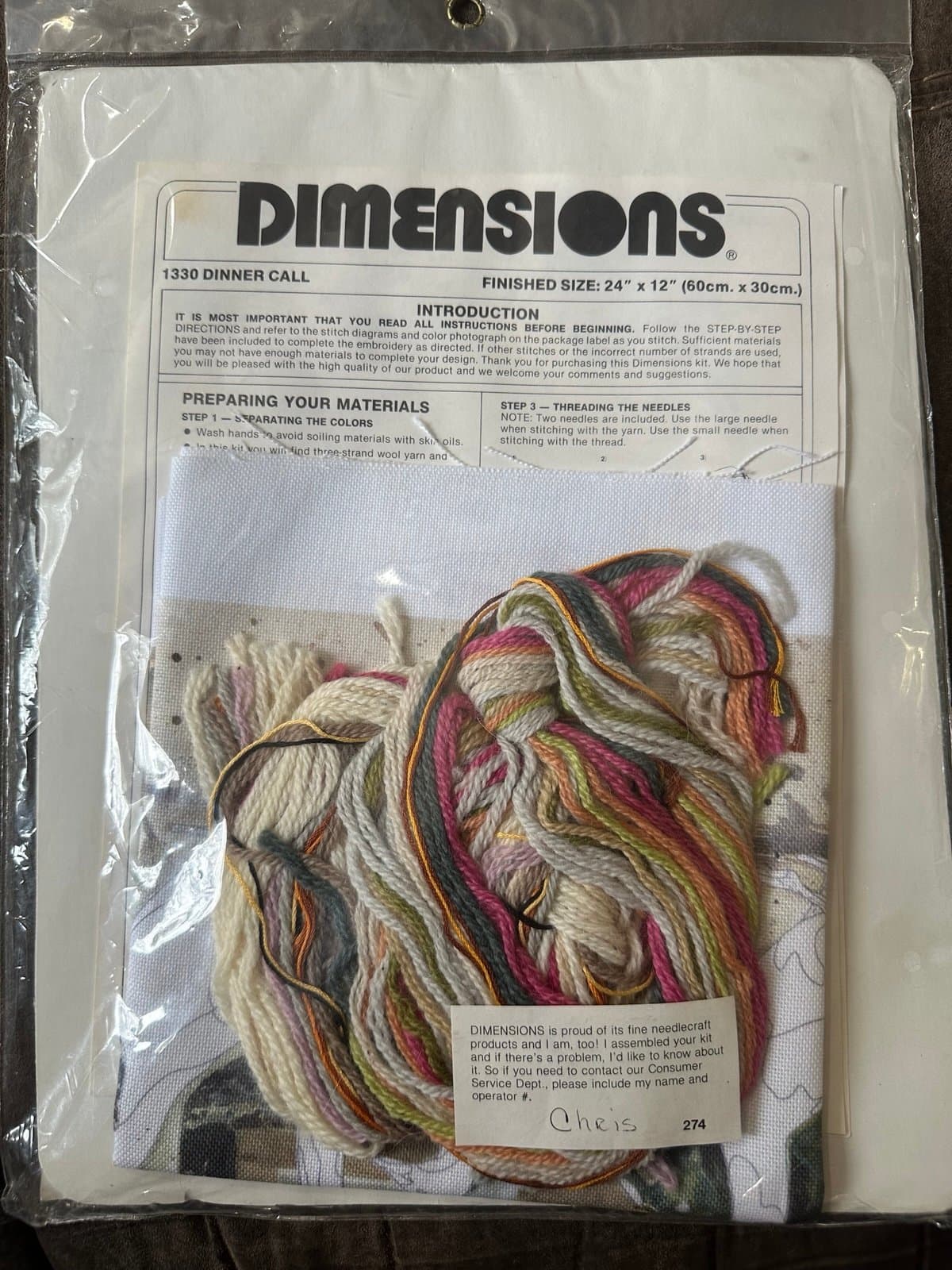 Dimensions Crewel Cross Stitch Kit Vintage Dinner Call (1330) - Thumbnail 2