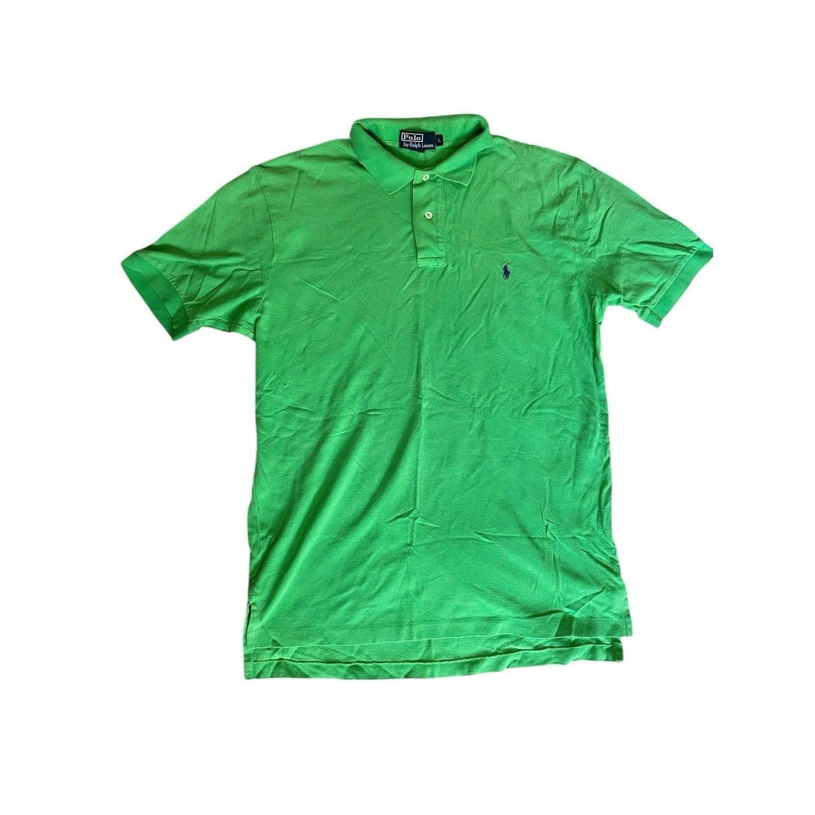 POLO by RALPH LAUREN Classic Polo Shirt w Small Pony Logo in Green Sz L Large - Thumbnail 2