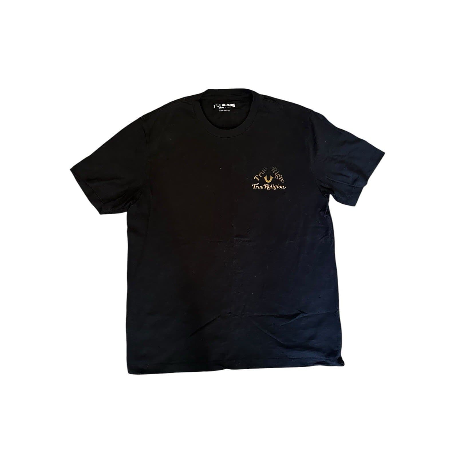 True Religion Shirt Mens XLarge Short Sleeve Graphic Tee Casual Black Logo XL - Thumbnail 2