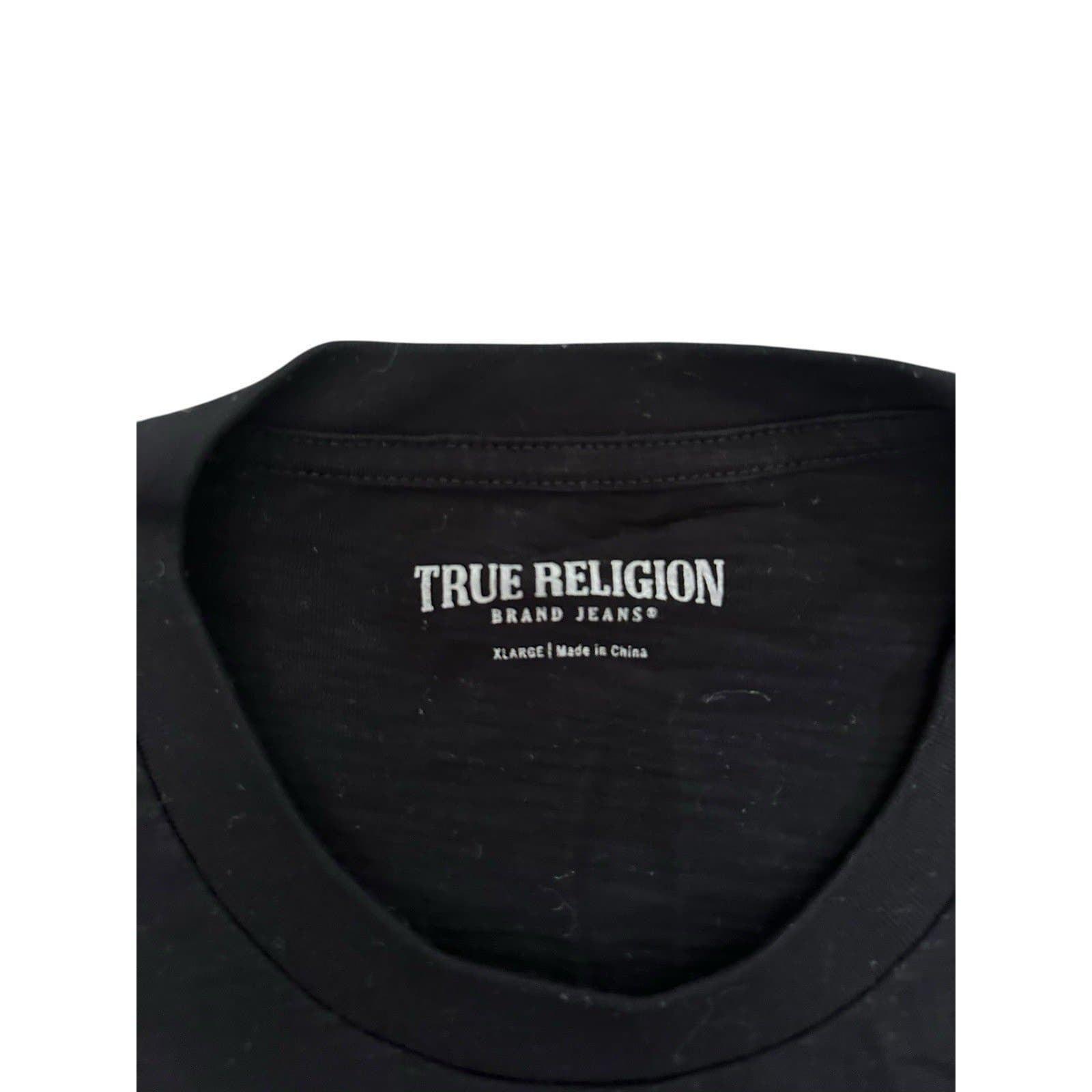 True Religion Shirt Mens XLarge Short Sleeve Graphic Tee Casual Black Logo XL - Thumbnail 3