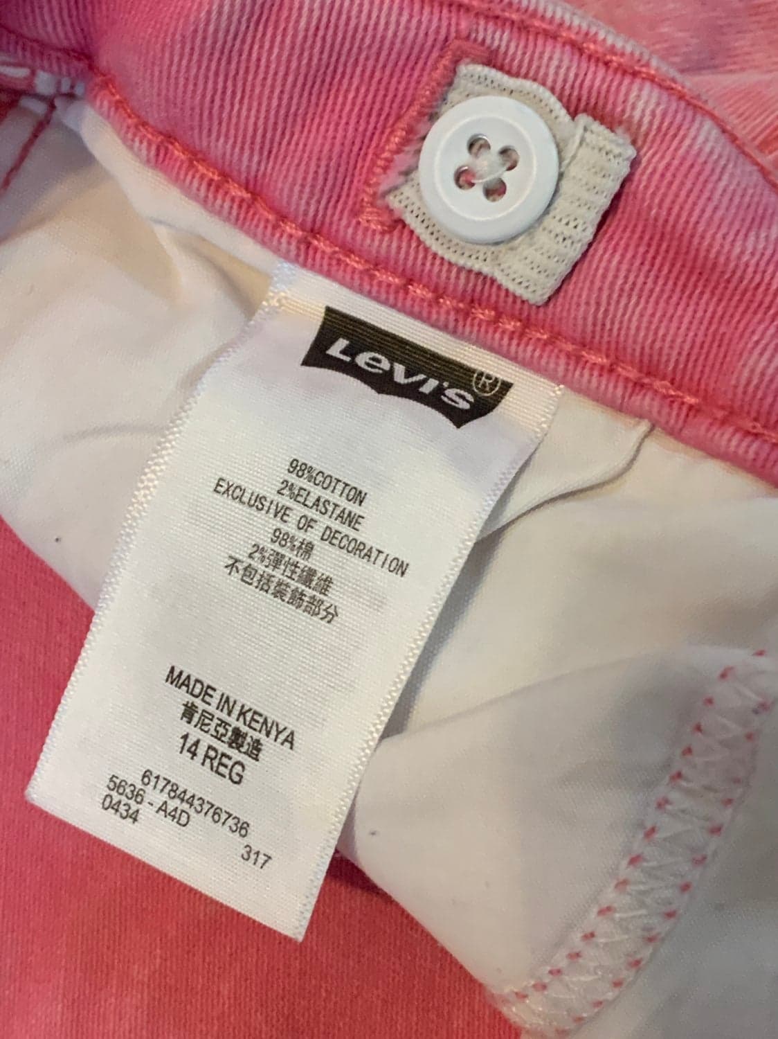 Girls size 14 Regular Pink Levi Skinny Jeans - Thumbnail 6