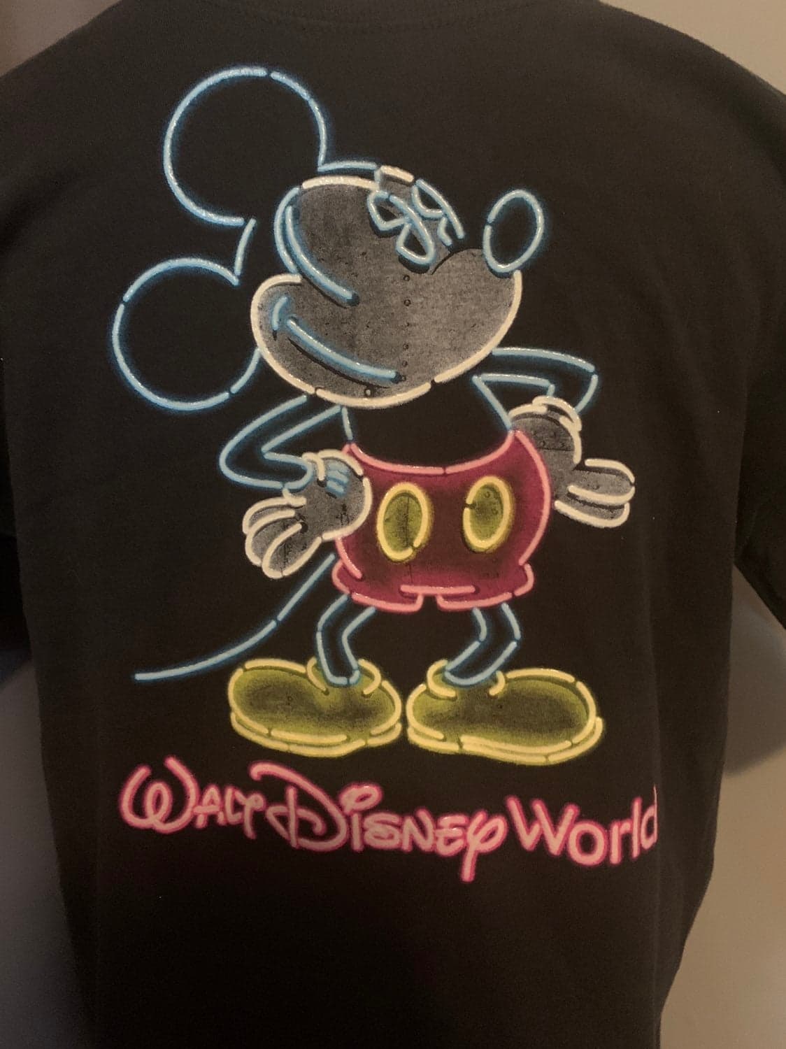Disney World Mickey mouse glow in the dark T shirt size XL neon - Thumbnail 2