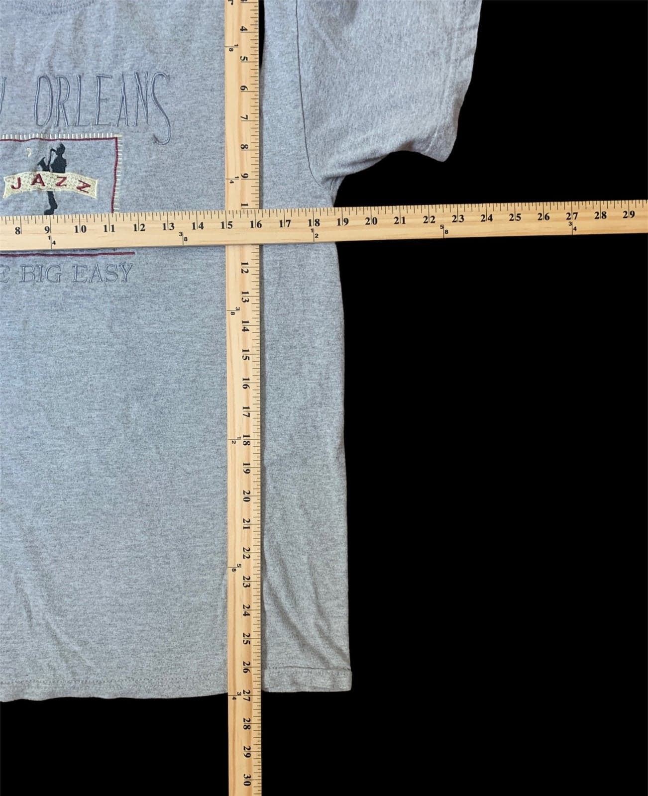 NEW ORLEANS Bourbon Street Jazz The Big Easy Medium Grey T-Shirt Embroidered - Thumbnail 3