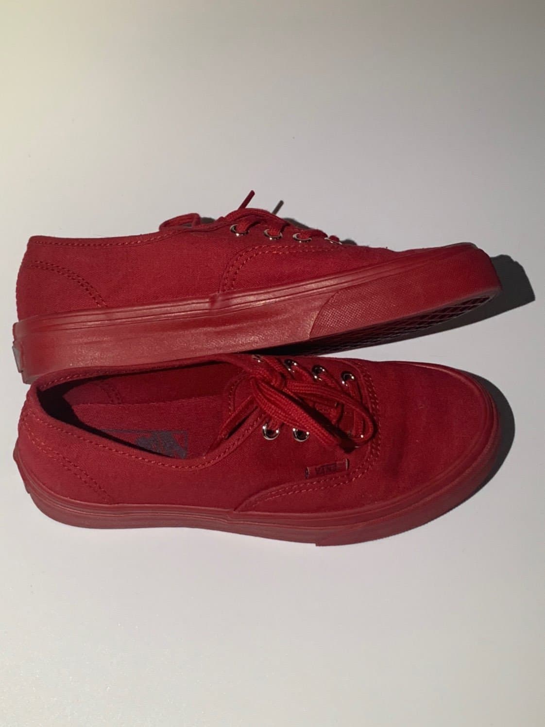 All Red Vans Authentic Canvas Skate Shoe - Thumbnail 2