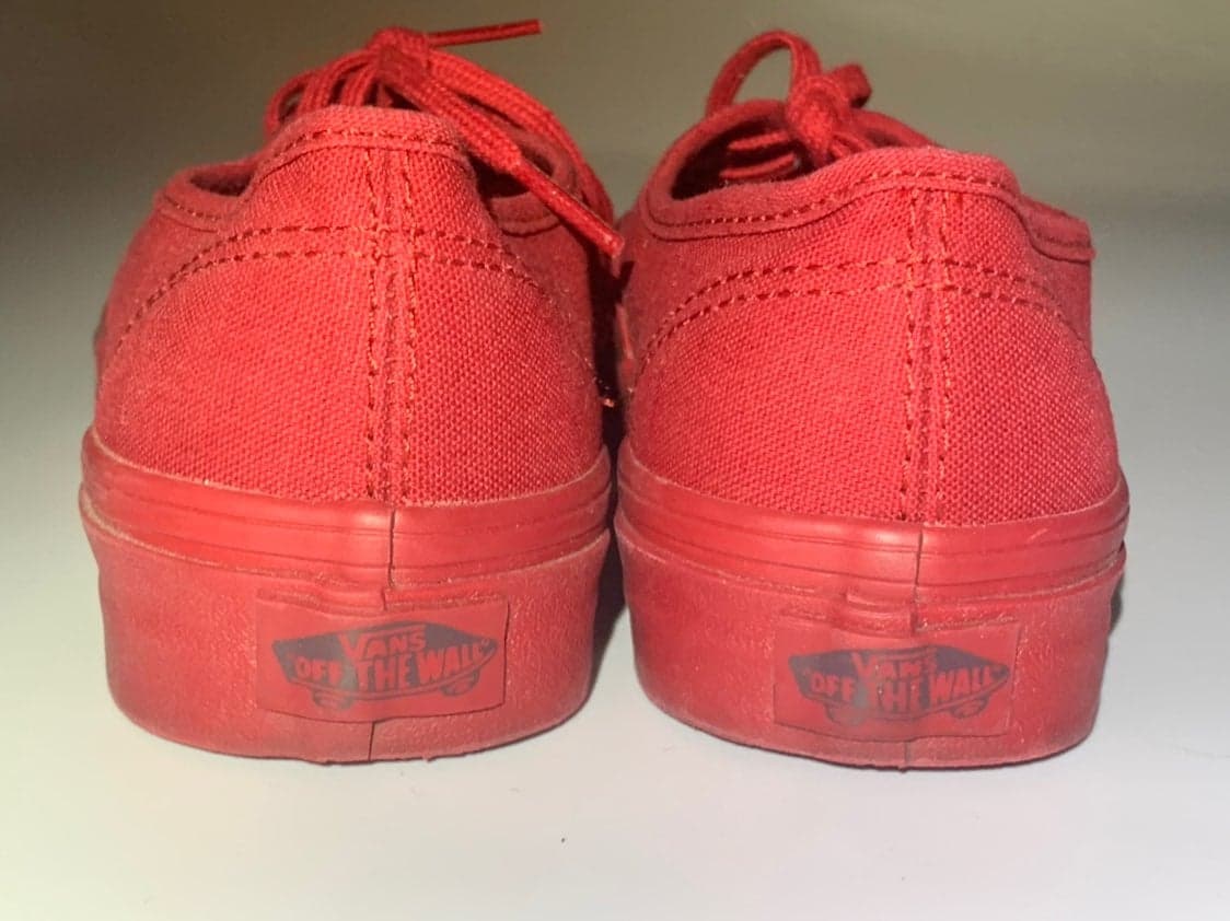 All Red Vans Authentic Canvas Skate Shoe - Thumbnail 5