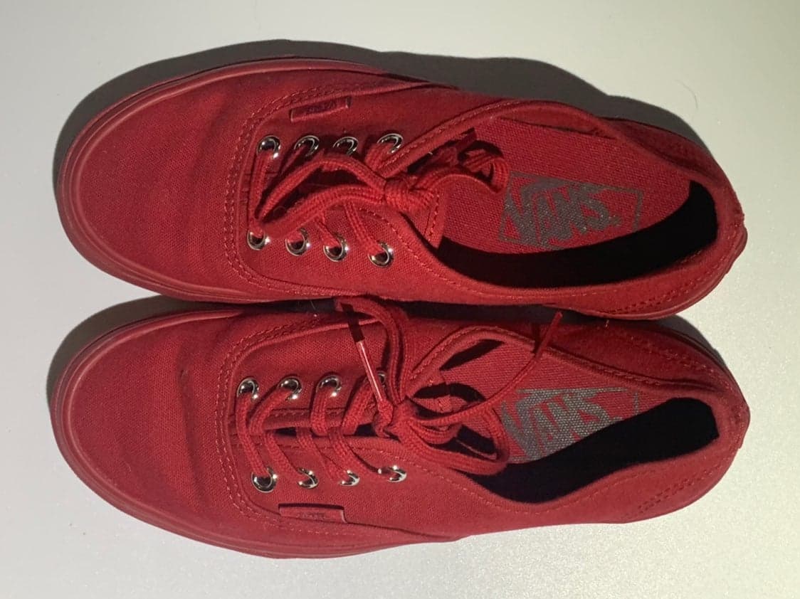 All Red Vans Authentic Canvas Skate Shoe - Thumbnail 6