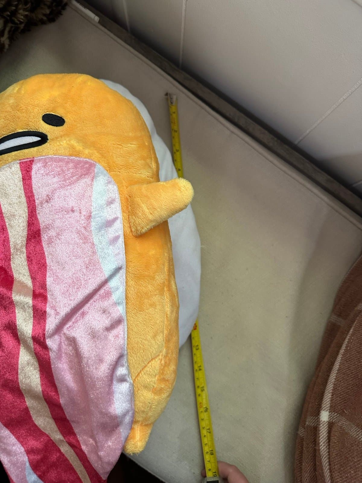 GUDETAMA the lazy egg Plush Doll big fluffy KAWAII SANRIO bacon Large - Thumbnail 4