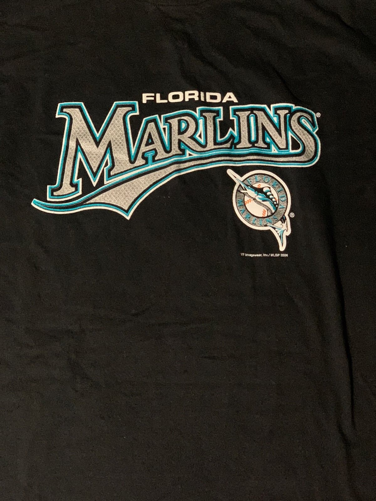Florida Marlins Shirt Adult Large Black Gray MLB Baseball Cotton Mens - Thumbnail 3