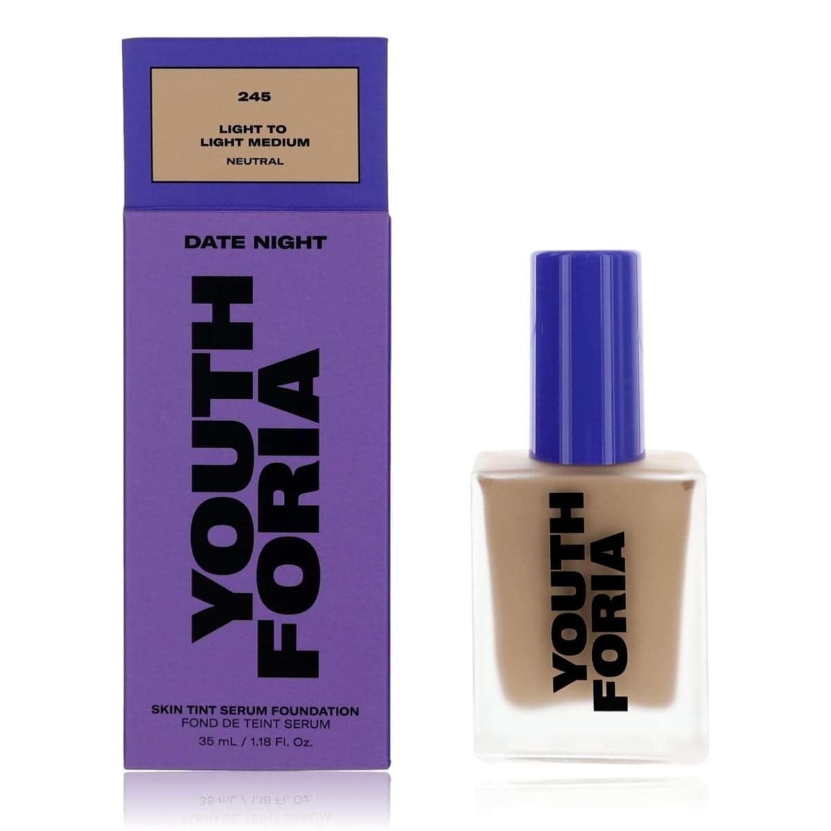 $48msrp youth foria Date Night Skin Tint Serum Foundation - 245 Light to Light Medium - Thumbnail 2