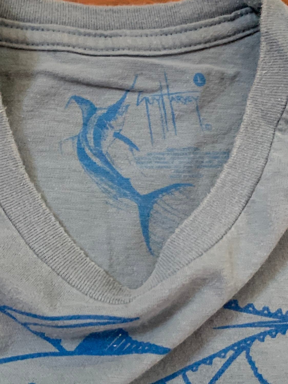 Guy Harvey Marlin T-Shirt Blue Men's Large Bluewater Shirt - Thumbnail 4