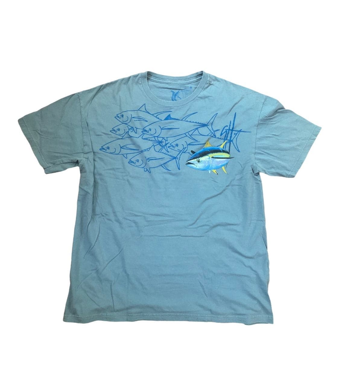 Guy Harvey Marlin T-Shirt Blue Men's Large Bluewater Shirt - Thumbnail 2