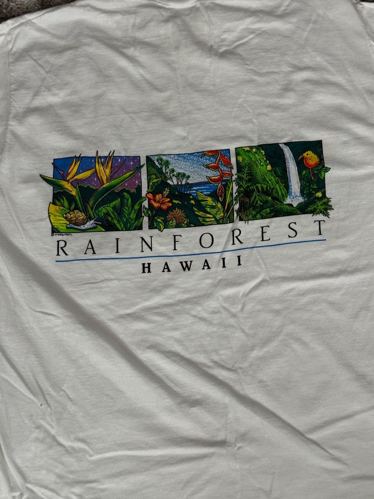 Men’s XL Rainforest Crazy Shirts White Hawaii Nature Long Sleeve Vintage Shirt - Thumbnail 4