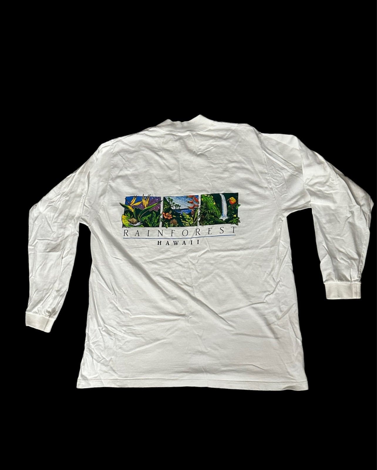 Men’s XL Rainforest Crazy Shirts White Hawaii Nature Long Sleeve Vintage Shirt - Thumbnail 2