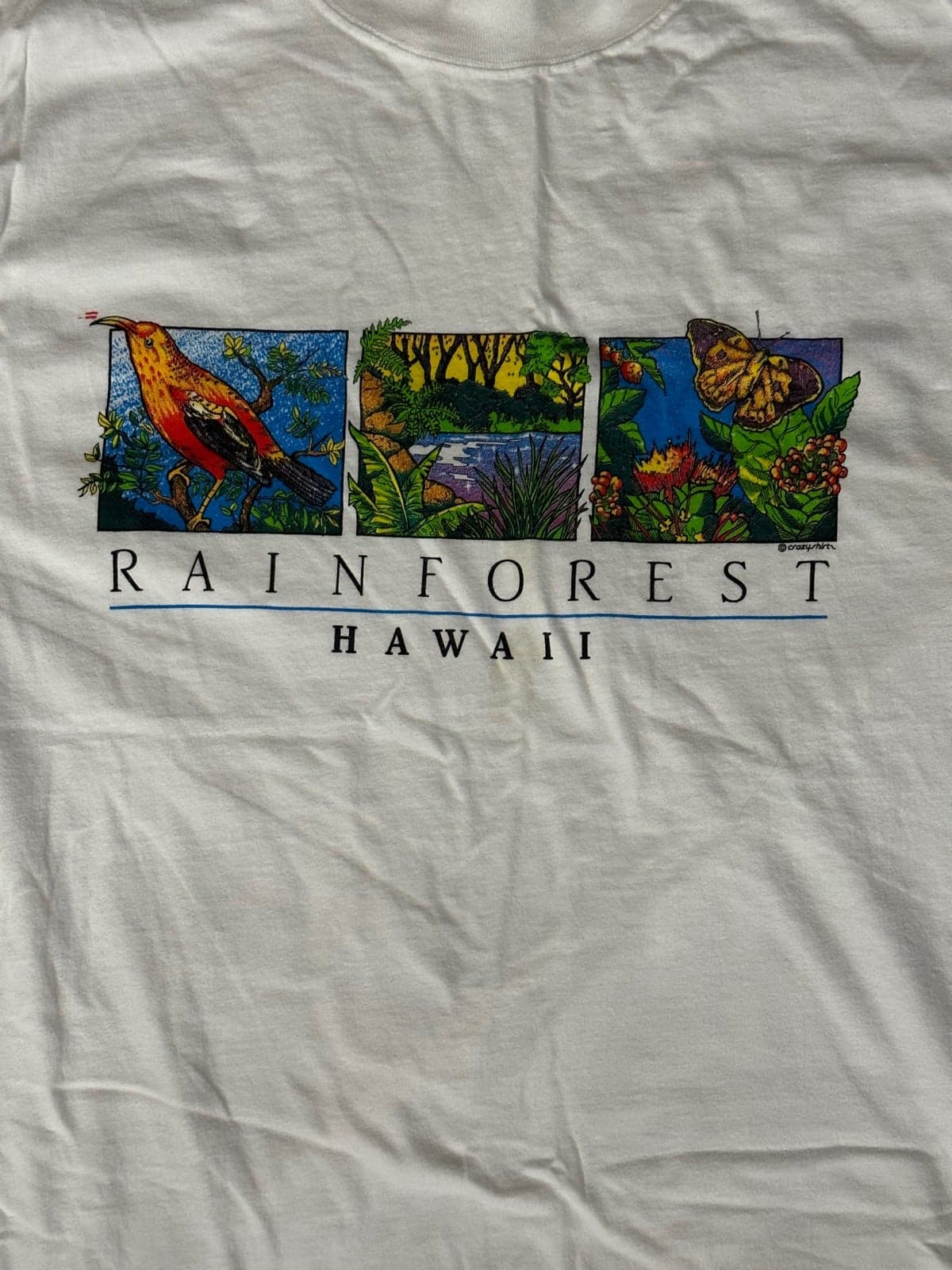 Men’s XL Rainforest Crazy Shirts White Hawaii Nature Long Sleeve Vintage Shirt - Thumbnail 5