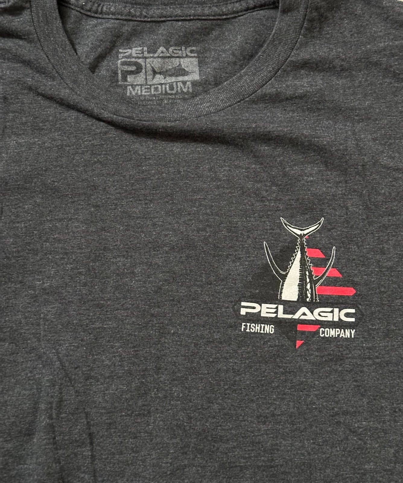Pelagic Mens Size Medium Game Fishing Long Sleeve Shirt Gray Graphics Cotton - Thumbnail 3