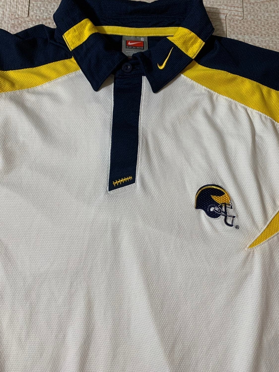 Michigan Wolverines Vtg Nike Team Mens Football Polo Shirt Small Embroidered - Thumbnail 3