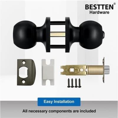 BESTTEN 3-Pack Keyed Entry Door Knobs, Matte Black Standard Ball Locks, Keyed Di - Thumbnail 7