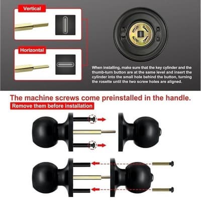 BESTTEN 3-Pack Keyed Entry Door Knobs, Matte Black Standard Ball Locks, Keyed Di - Thumbnail 6