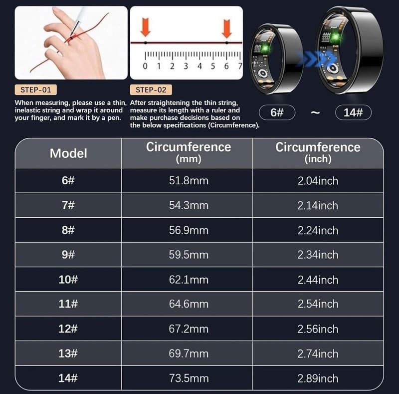 JRing Health and Fitness Tracker Smart Ring - Heart Rate & Sleep Monitor - Thumbnail 8
