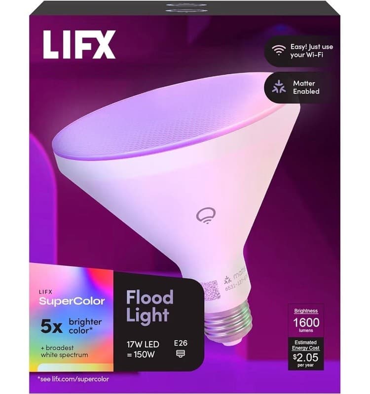 LIFX SuperColor Smart LED Outdoor Flood Light - 1600 Lumens PAR38 E26 Matter Ena - Thumbnail 9