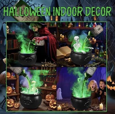 Halloween Decorations Indoor, Black Plastic Witches Cauldron, Cauldron Halloween - Thumbnail 3