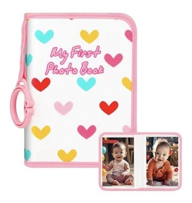 Baby's First Photo Book – Holds 21 Photos (Pink "Love" Design)
