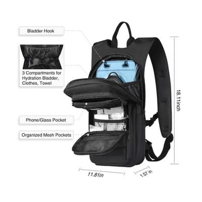 NOOLA Tactical Hydration Backpack with 3L TPU Water Bladder - Thumbnail 5