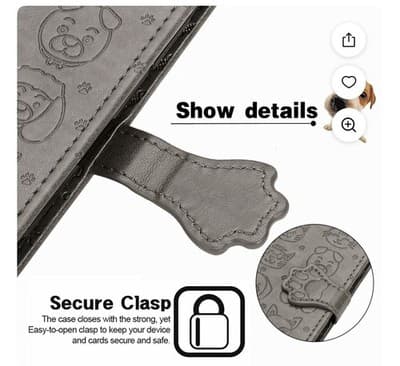 For Samsung S25 S24 S23 S22 21 20 Ultra Plus Case Cat & Dog Leather Wallet Cover - Thumbnail 3