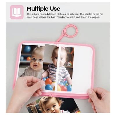 Baby's First Photo Book – Holds 21 Photos (Pink "Love" Design) - Thumbnail 4