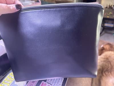 Juicy Couture Black Faux Leather Fringe Cosmetic Bag Pouch Travel Organizer - Thumbnail 3
