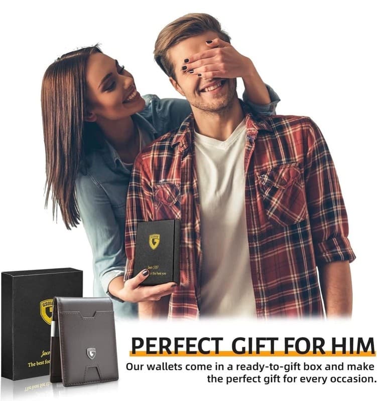 GSOIAX Men's Slim RFID Blocking Leather Wallet with Removable Money Clip and 11 - Thumbnail 7