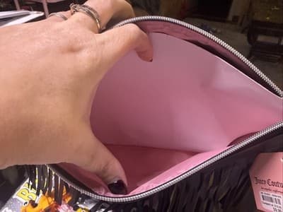 Juicy Couture Black Faux Leather Fringe Cosmetic Bag Pouch Travel Organizer - Thumbnail 5