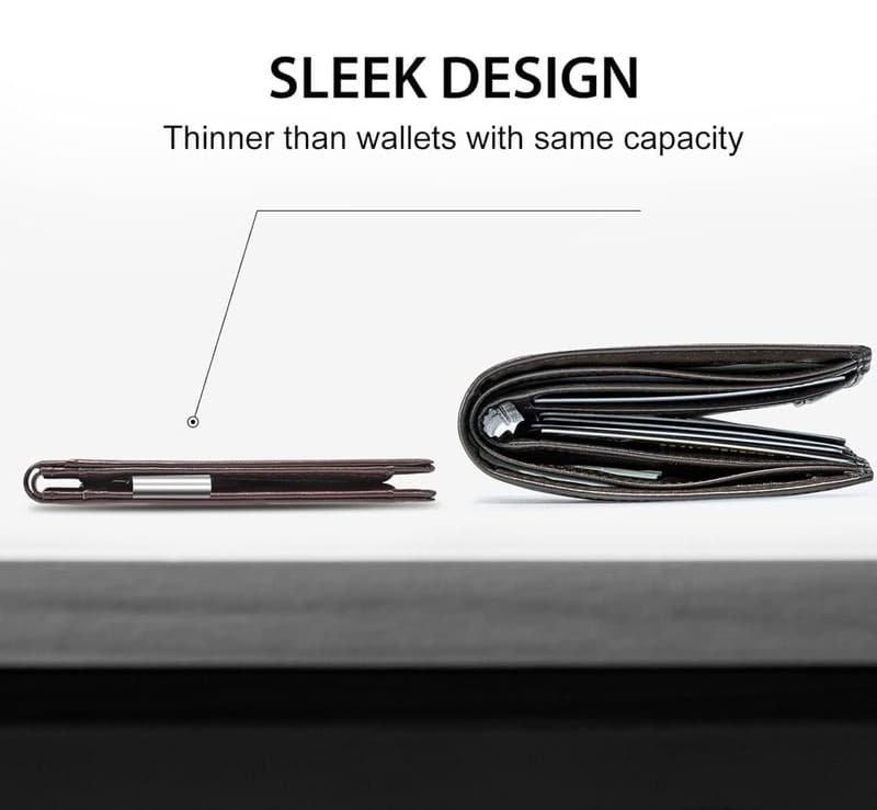 GSOIAX Men's Slim RFID Blocking Leather Wallet with Removable Money Clip and 11 - Thumbnail 2
