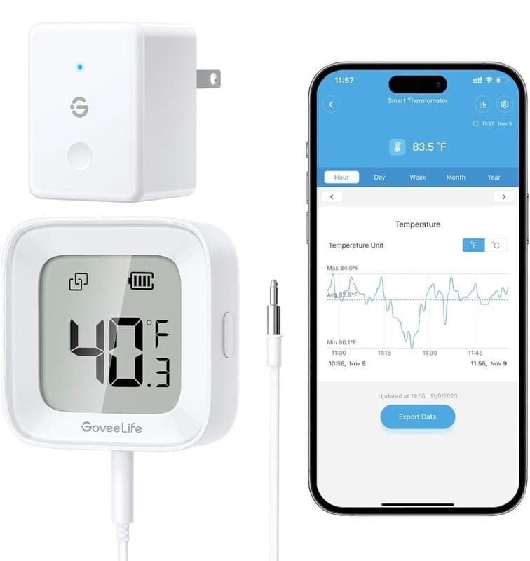 GoveeLife Smart Thermometer R1 with Wi-Fi Gateway and Waterproof Probe