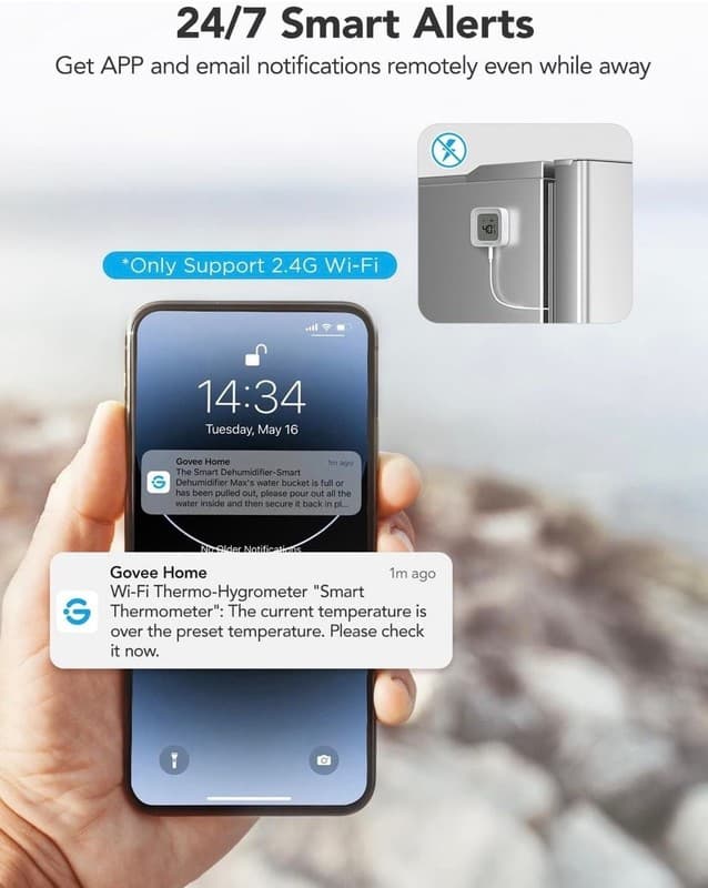 GoveeLife Smart Thermometer R1 with Wi-Fi Gateway and Waterproof Probe - Thumbnail 2